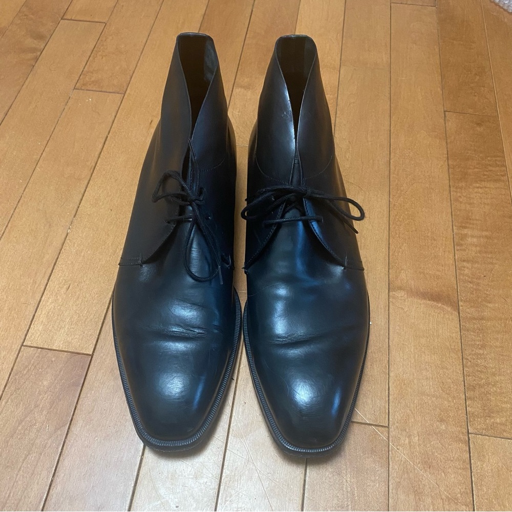 Fratelli Rossetti Black Leather Men's Size 7 Luxury Lace up Desert Ankle Boots